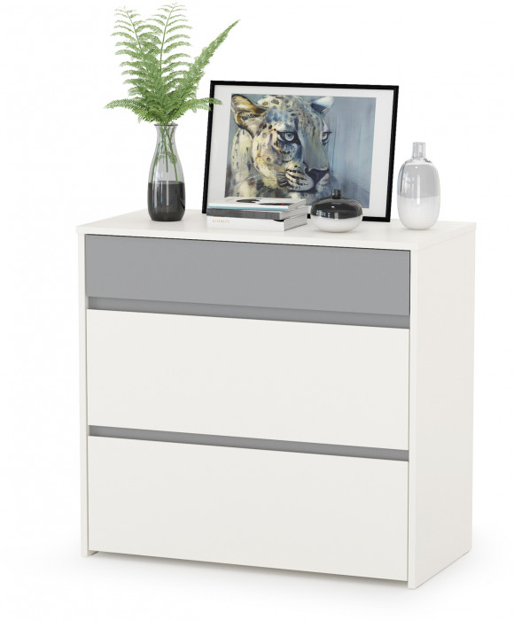 Торонто 13.333 Шкаф для одежды + 13.321 Комод, белый шагрень/стальной серый