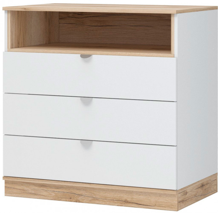 Юкки КМ3Я-900 Комод 3 ящика Дуб делано/Белый