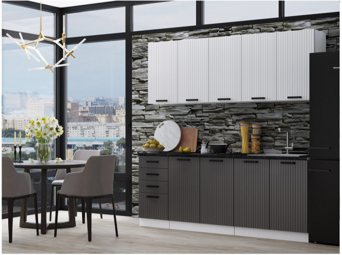 Кухня Вельвет 2000 (Графит софтач, Дуб Сонома)