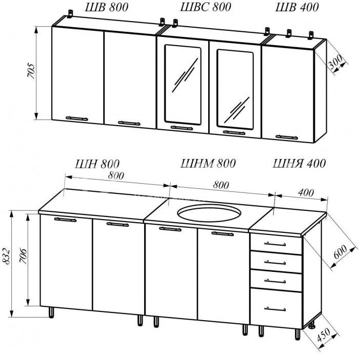 Кухня Вельвет 2000 (Графит софтач, Дуб Сонома)