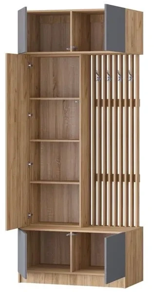 Артек Модульная Прихожая, композиция 2, Белый глянец/Дуб крафт золотой