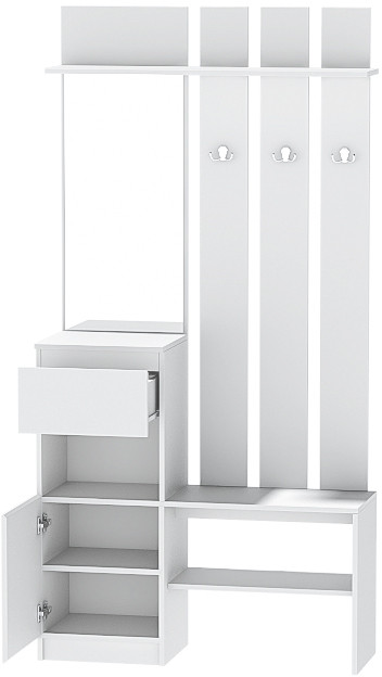 Модульная Прихожая Кэт-1, набор 5, Белый/Белый