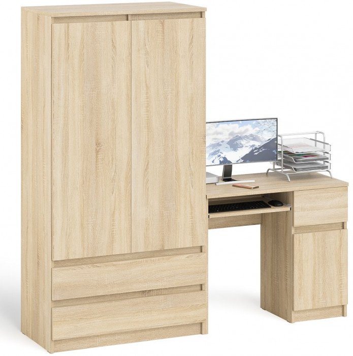 Мори Стол компьютерный МС-1 правый + Шкаф МШ900.1, цвет дуб сонома, ШхГхВ 180,4х50,4х179,6 см., выдвижной ящик справа, НЕ универсальная сборка