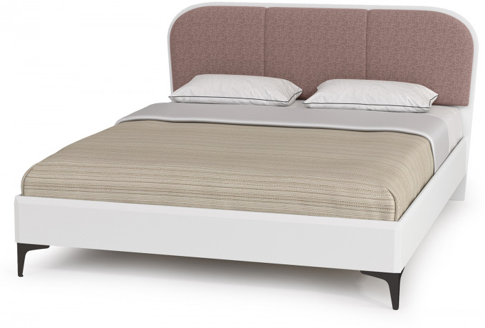 Валенсия Спальня № 04, цвет ЛДСП белый шагрень/МДФ белый шагрень/ткань велутто 19, ортопед есть, сп. м. 1600х2000 мм., б/м
