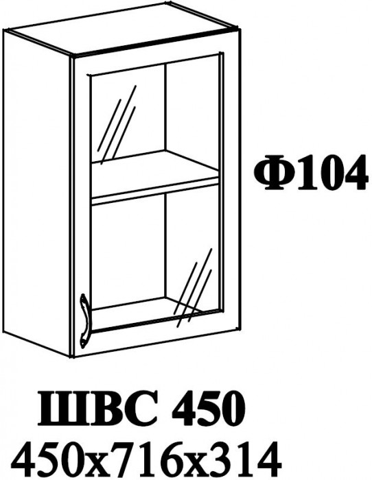 Ф-104 Модена (ШВС 450) МДФ дуб кофе