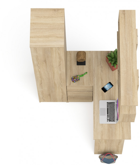 Мори компьютерный стол МС-16 левый + Пенал МШ400.1 + Полка 1200, дуб сонома