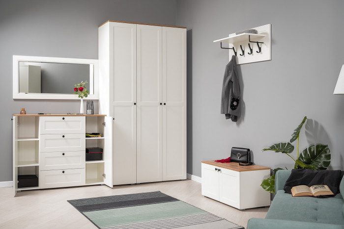 Остин 16.221 Комод, цвет белый шагрень/дуб крафт золотой, ШхГхВ 120х41,9х99,3 см.