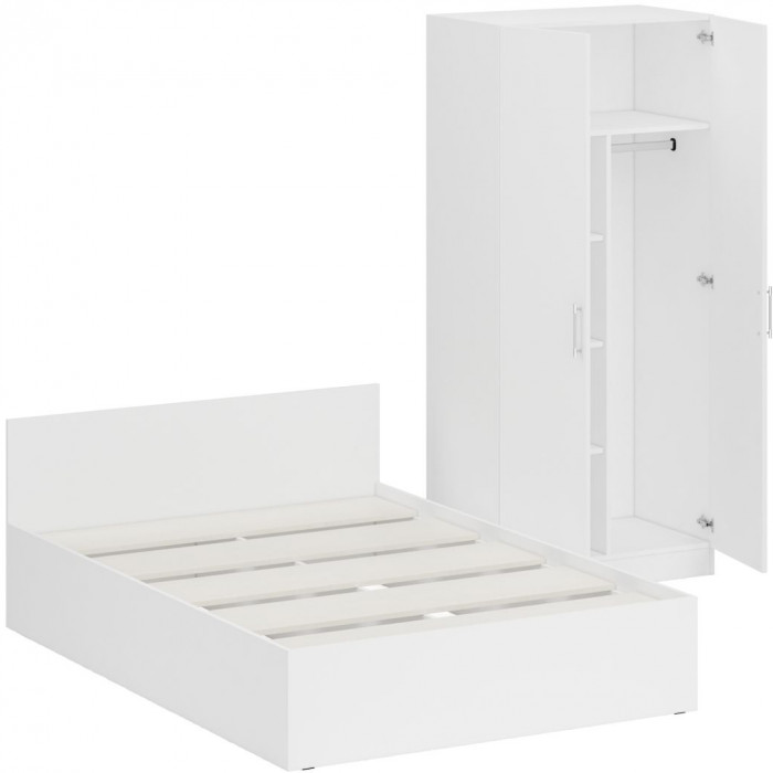 Кровать 1400 + Шкаф 2-х створчатый Стандарт, белый