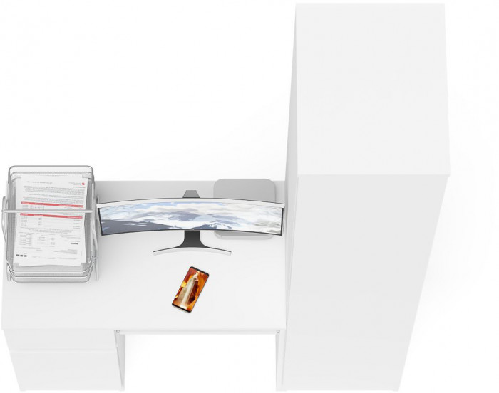 Мори компьютерный стол МС-1 левый + Пенал МШ400.1, белый