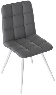 Бруно Стул (конус Т3) (Белый муар/Кожзам Серый)