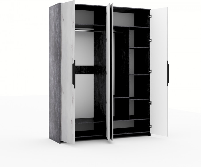 Шкаф для одежды 4-х дверный "Ривьера" - Канадский дуб арктик/Бетон спаркс