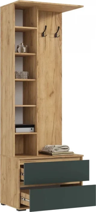 Прихожая Норд, Дуб крафт/Изумрудный