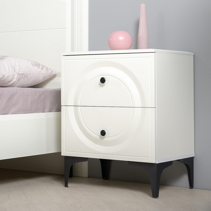 Валенсия Спальня № 11, цвет ЛДСП белый шагрень/чёрный/МДФ белый шагрень, ортопед есть, сп. м. 1600х2000 мм., б/м