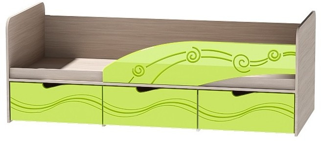 Детская кровать Бриз-3 80х190, волна (Шоколад/Ясень шимо светлый/Левый)