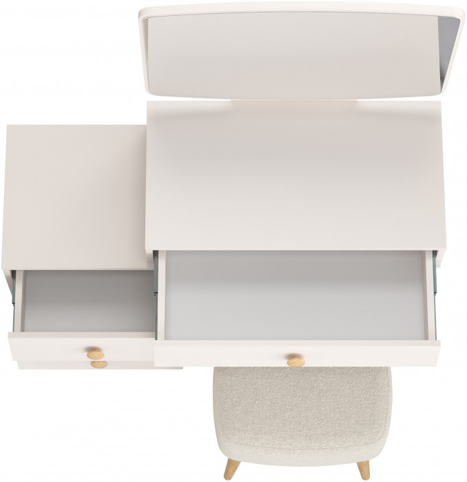 Афина Спальня 4-25901М1к.с. Трюмо + Банкетка 6-5135ТКШбеж Полли, кашемир серый/ткань бежевая