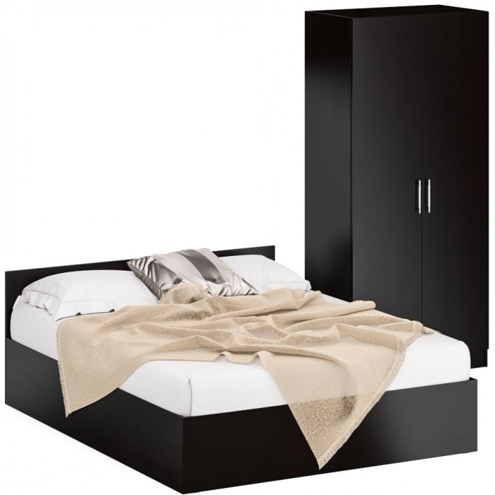Кровать 1400 + Шкаф 2-х створчатый Стандарт, венге
