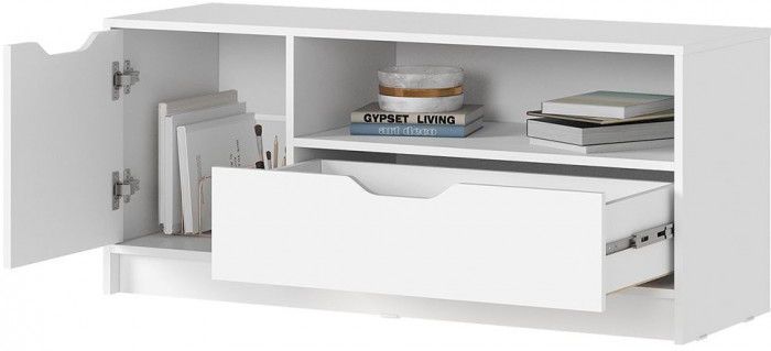 РУНА ТВ 01 Тумба под ТВ Фасад БЕЛЫЙ/Корпус БЕЛЫЙ
