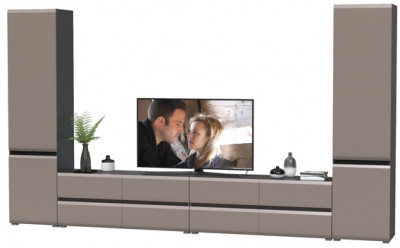 Сидней Комплектация № 128, цвет корпус: антрацит/фасады: МДФ веллюто капучино, ШхГхВ 359,8х41,3х205,2 см., универсальня сборка