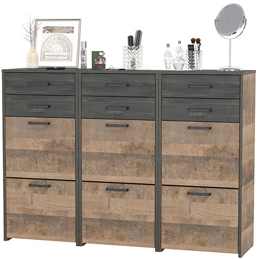 Трувор 13.241.06 Тумба для обуви 3 шт., цвет дуб гранж песочный/интра, ШхГхВ 150х37х106,9 см.