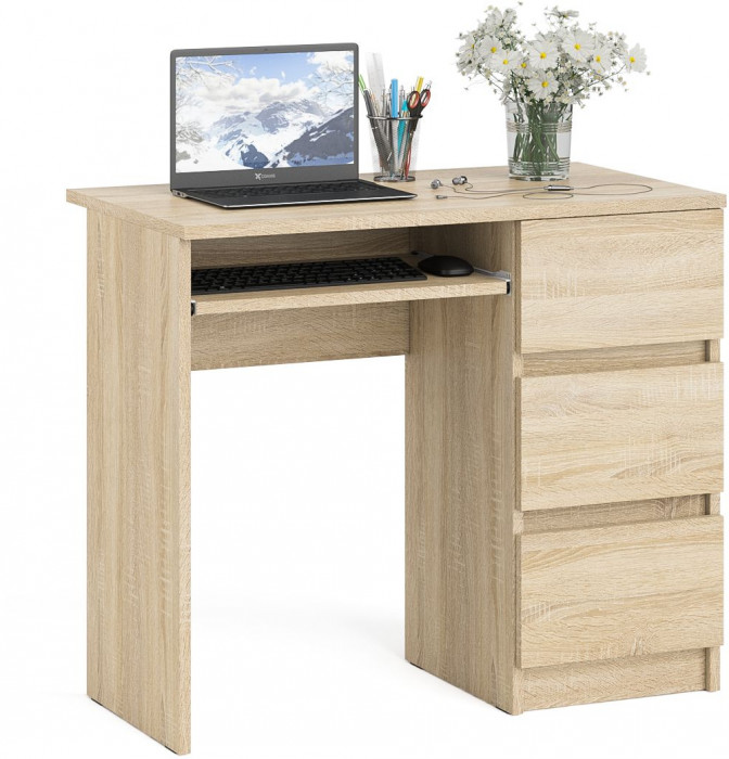 Мори Стол компьютерный МС-6 правый, цвет дуб сонома, ШхГхВ 90х50х76,6 см., выдвижные ящики справа, НЕ универсальная сборка