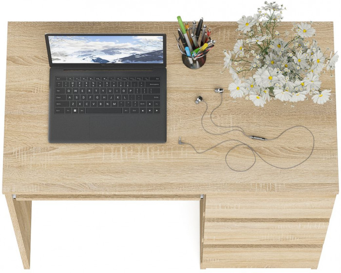 Мори Стол компьютерный МС-6 правый, цвет дуб сонома, ШхГхВ 90х50х76,6 см., выдвижные ящики справа, НЕ универсальная сборка