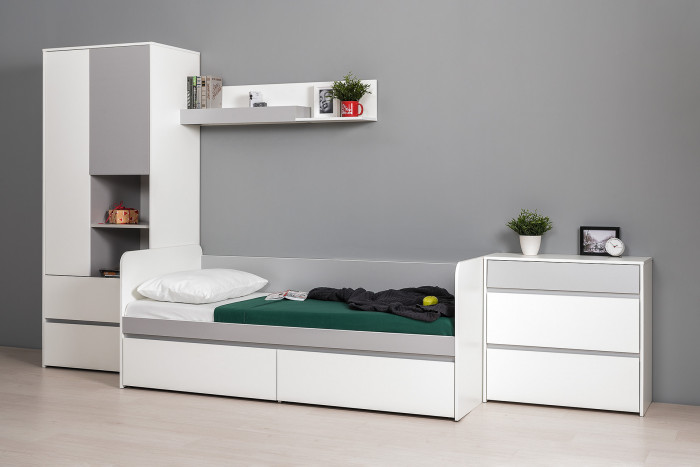 Торонто 16.475 Полка, белый шагрень/стальной серый