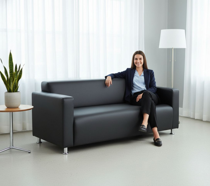 Диван прямой Томи, 160 см, экокожа, темно-серый