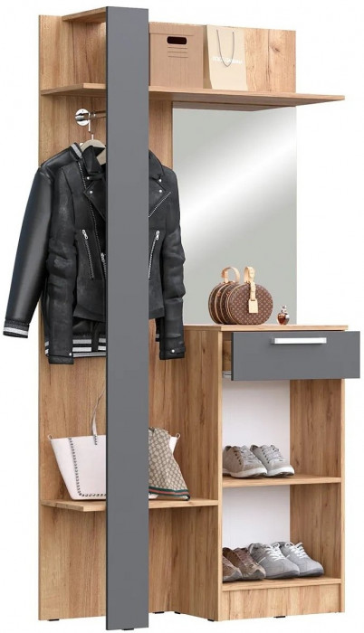 Мартина Вешалка комбинированная (Крафт / Графит)