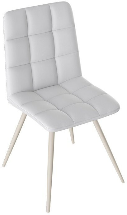 Бруно Стул (конус Т3) (Белый муар/Кожзам Белый)