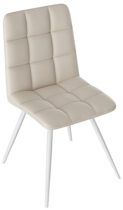 Бруно Стул (конус Т3) (Белый муар/Кожзам Белый)