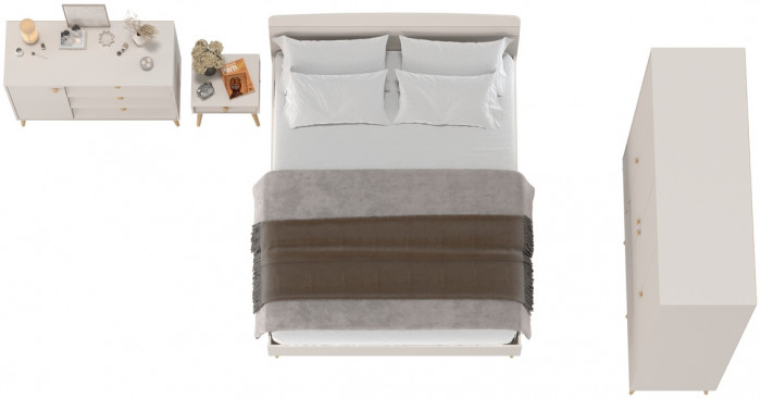 Афина Спальня 30-1600, цвет кашемир серый, сп.м. 1600х2000 мм., б/м, основание есть - фанера