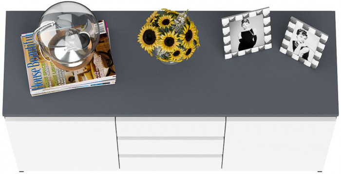 Мори Комод МК1200.3, цвет графит/белый, ШхГхВ 120,4х41х73 см.