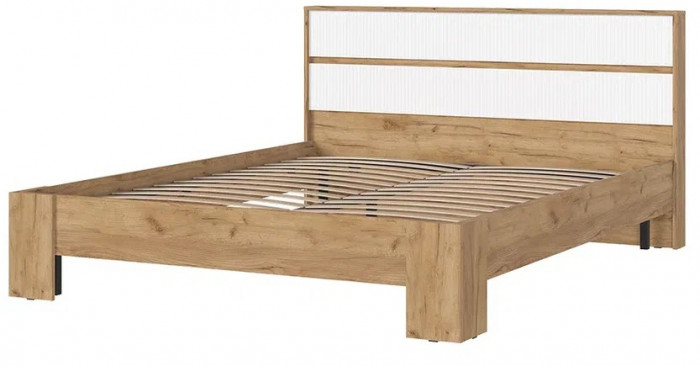 Хелен КР 03 Кровать 1.6х2.0 (1,670х0,928х2,114) белый супер/дуб крафт золото