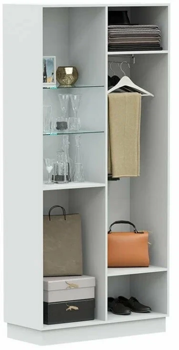 Магнолия Шкаф со стеклом высокий, белый глянец