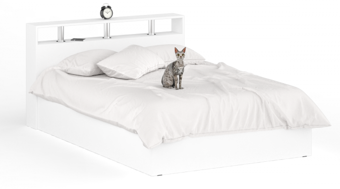 Камелия спальня № 1 Кровать 1400 + Две тумбы + Шкаф 4-х створчатый, белый