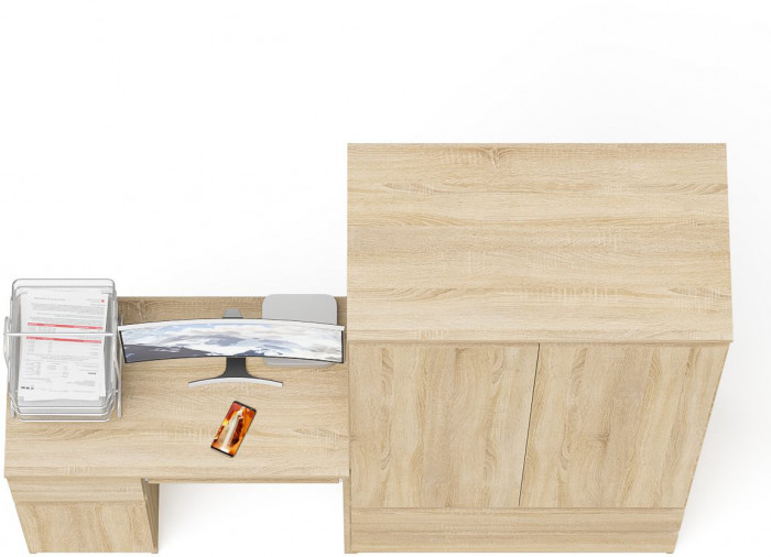 Мори компьютерный стол МС-1 левый + Шкаф МШ900.1, дуб сонома