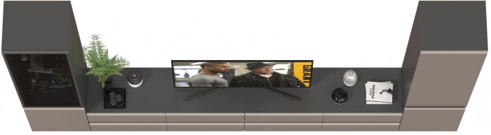 Сидней Комплектация № 131, цвет корпус: антрацит/фасады: МДФ веллюто капучино, ШхГхВ 359,8х41,3х205,2 см., универсальня сборка