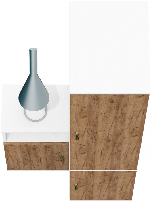 Лидер-8 Пенал МД 23Б + Тумба МД 3.19, цвет белый шагрень/крафт золото, ШхГхВ 80х50х190 см., универсальная сборка