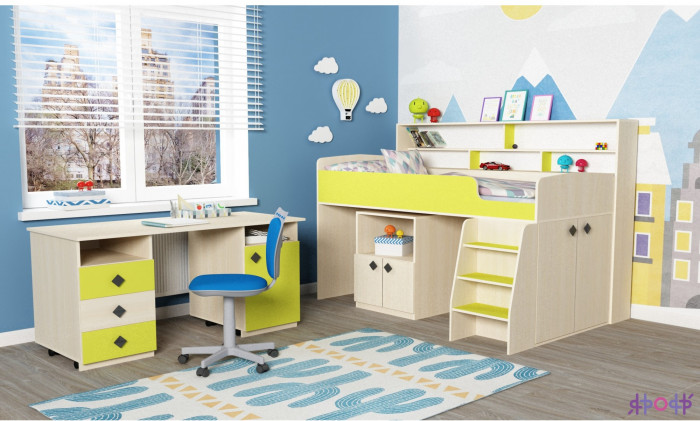 Кровать-чердак Малыш 5 (Винтерберг/Дуб молочный)