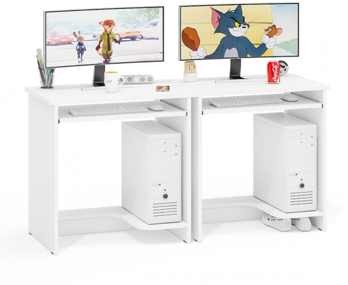 Два стола компьютерных С-МД-СК11-1, цвет белый шагрень, ШхГхВ 149,2х50х75 см., НЕ универсальная сборка