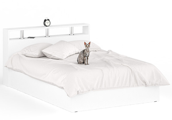 Камелия Кровать 1400, цвет белый, ШхГхВ 143,5х217х78,2 см., сп.м. 1400х2000 мм., без матраса, основание есть