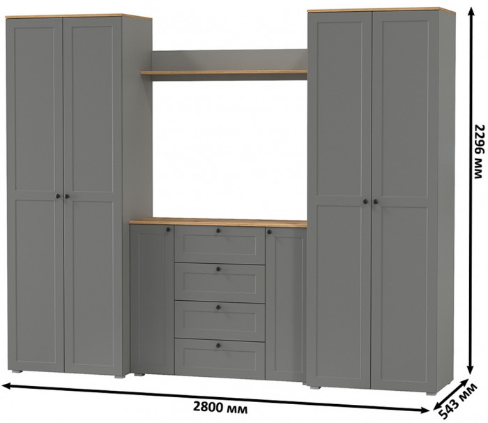 Остин Прихожая 73, серый графит/дуб крафт золотой