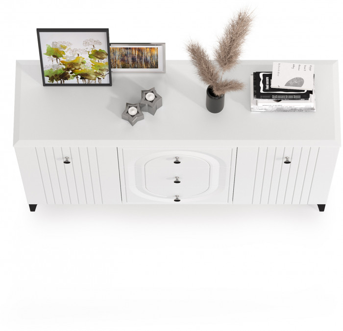 Валенсия Спальня 13.309 Комод, ЛДСП белый шагрень/МДФ белый шагрень