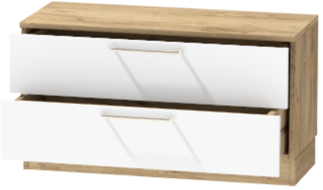 Тумба-5 прикроватная напольная "Иннэс-7", Крафт золотой/Белый глянец