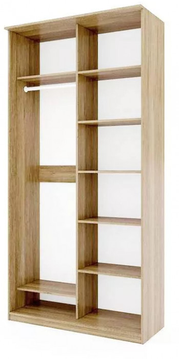 Шкаф купе Модерн 1190х600 2-х дверный 2-х секционный зеркальный с пескоструем №4 ясень