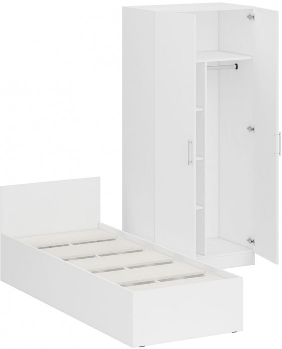 Кровать 0800 + Шкаф 2-х створчатый Стандарт, белый