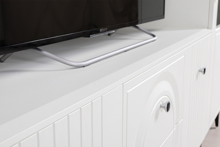 Валенсия Гостиная № 057, цвет ЛДСП белый шагрень/МДФ белый шагрень, ШхГхВ 217,2х38,3х225,2 см., универсальная сборка