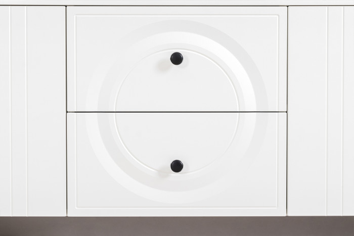 Валенсия Гостиная № 057, цвет ЛДСП белый шагрень/МДФ белый шагрень, ШхГхВ 217,2х38,3х225,2 см., универсальная сборка