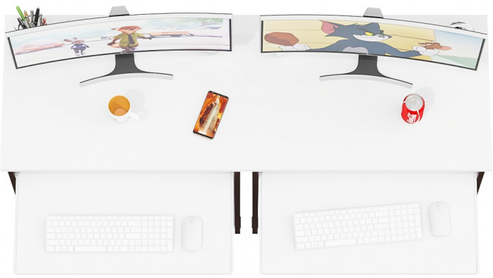 Два стола компьютерных С-МД-СК11-1, цвет венге/белый шагрень, ШхГхВ 149,2х50х75 см., НЕ универсальная сборка