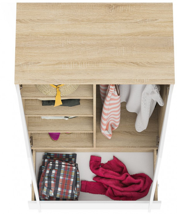 Мори Шкаф МШ900.1, цвет дуб сонома/белый, ШхГхВ 90,4х50,4х179,6 см.